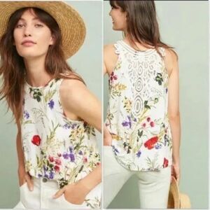 Anthropologie Akemi + Kin Epoca Floral Crochet Back Swing Tank Top  Size S